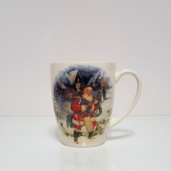 NEW RARE Pottery Set of 4 Pottery Barn Nostalgic Santa Mugs 10.75 OZ Stoneware - Picture 6 of 11